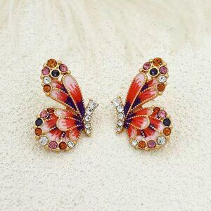 Kirks Folly Colored butterfly Rhinestone Earrings
